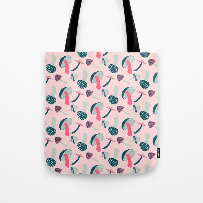 Modern Mushrooms - Pink Tote Bag
