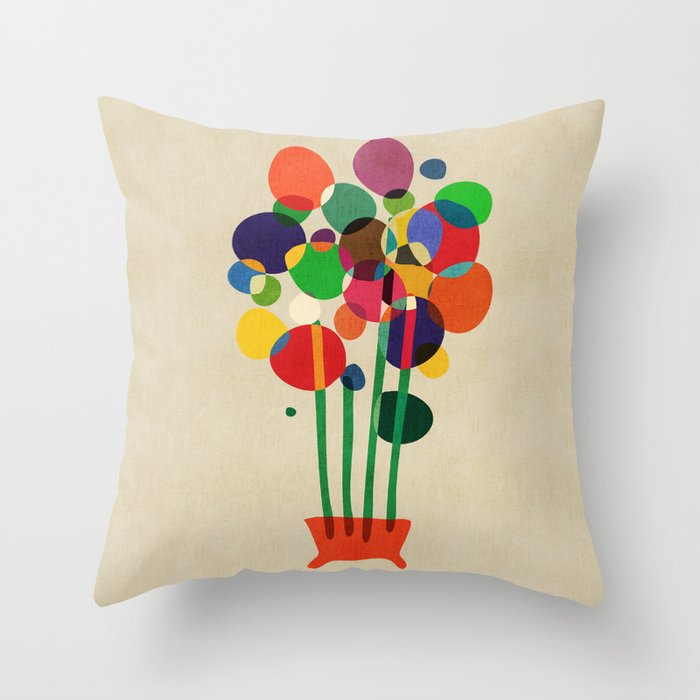 Happy flowers in the vase Throw Pillow