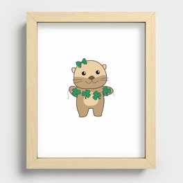Otter With Shamrocks Cute Animals For Luck Recessed Framed Print