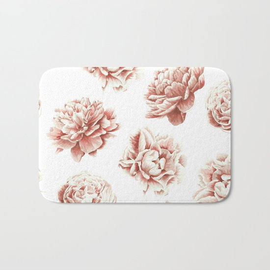 Rose Garden Vintage Rose Pink Cream and White Bath Mat