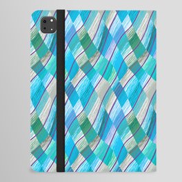 Seamless geometric background in turquoise tones argyle iPad Folio Case