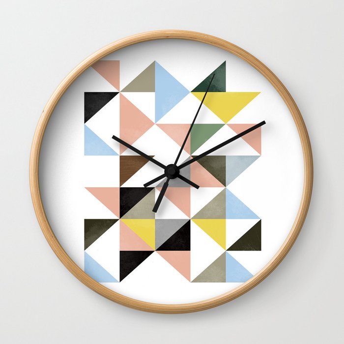 Geometric Abstract,Abstract Print,Abstract Poster,Geometric Triangles,Printable Art,Modern Art Wall Clock