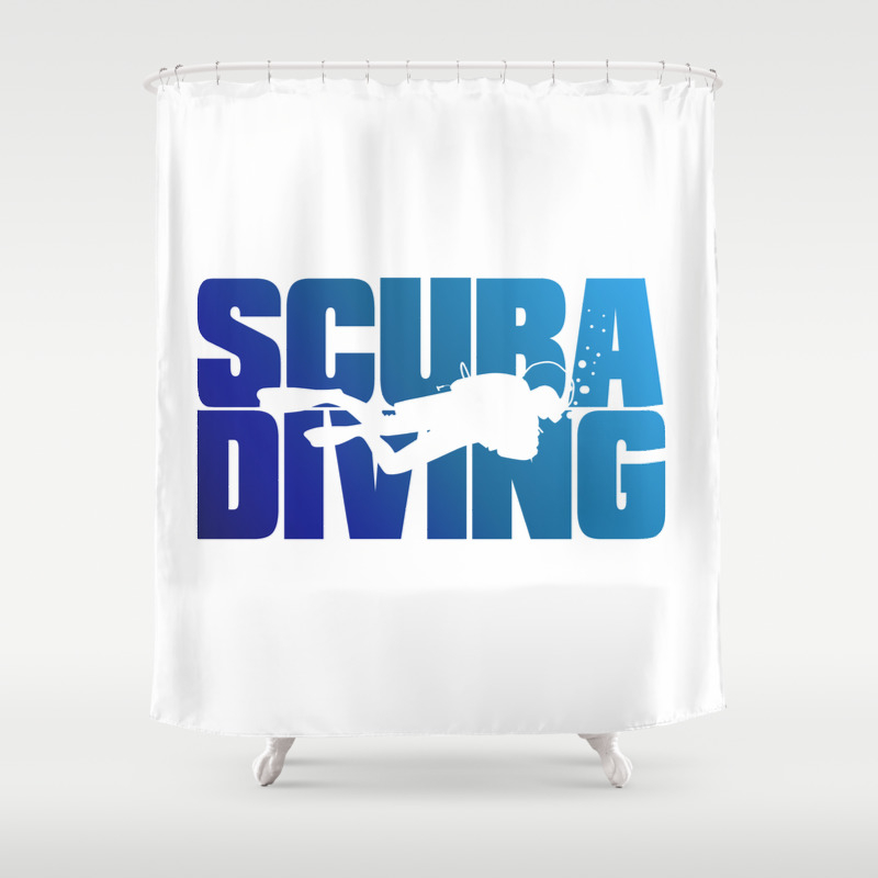 Scuba Diving Shower Curtain By Fendrel, Scuba Blue Shower Curtain