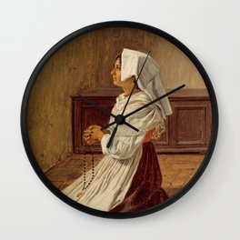 Martinus Rørbye - A Praying Italian Woman Wall Clock