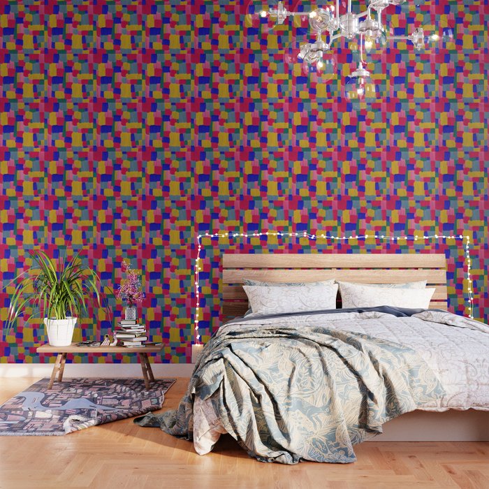 Colorful Yarn Wall Wallpaper by Elizabethtorvik