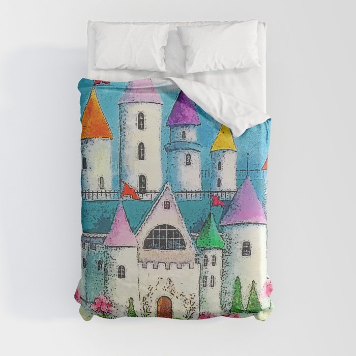 Colorful Princess Castle Duvet Cover