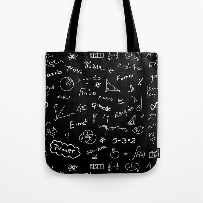 Mathematics nerdy in black Tote Bag