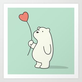 Kawaii Cute Polar Bear Art Print