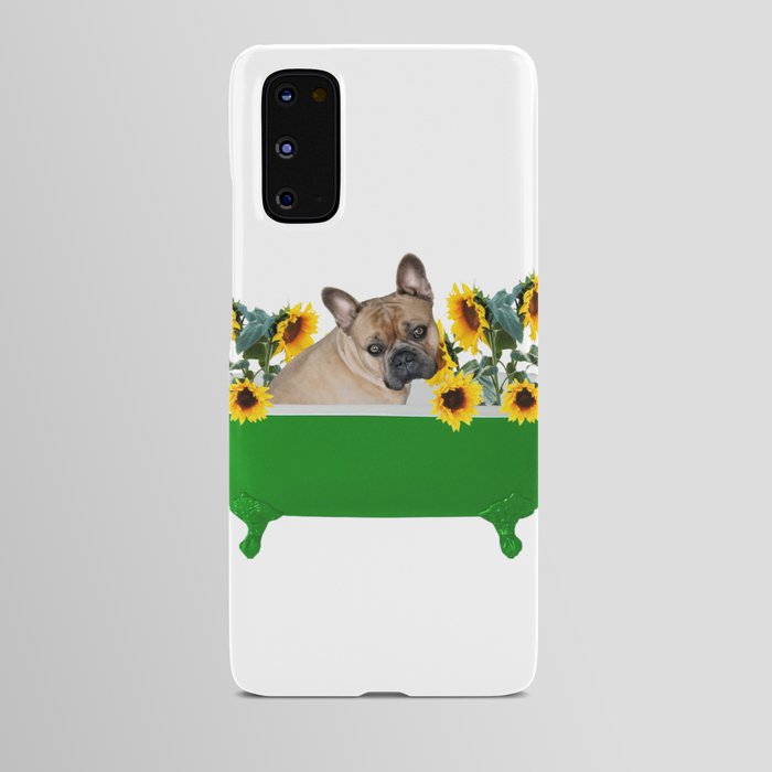 Bulldog - Green Bathtub with Sunflowers Android Case