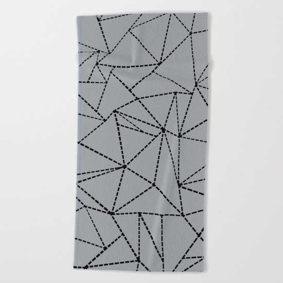 Ab Dotted Lines B on Grey Beach Towel