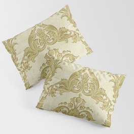 Gold Cream Paisley Floral Pattern Pillow Sham