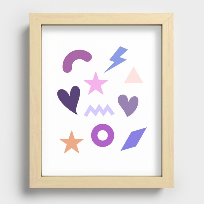 Abstract Purple and Peach Fun Pattern Recessed Framed Print