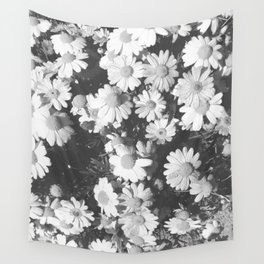 Black and White Flowers Wall Tapestry