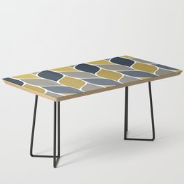 Retro Geometric Pattern 5 Navy blue, Grey and Yellow Coffee Table