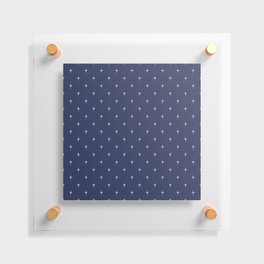 Small Christmas Faux Silver Foil Star in Midnight Blue Floating Acrylic Print