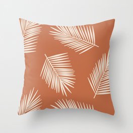Tropical Palm Leaves on Topaz Throw Pillow