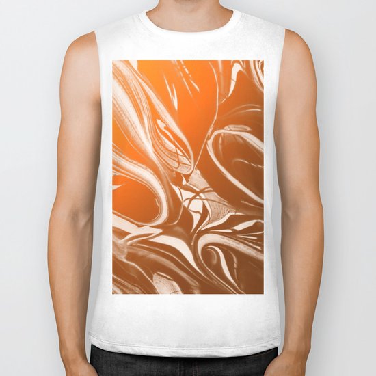Copper Swirl - Copper, Bronze, gold and white metallic effect swirl pattern Biker Tank