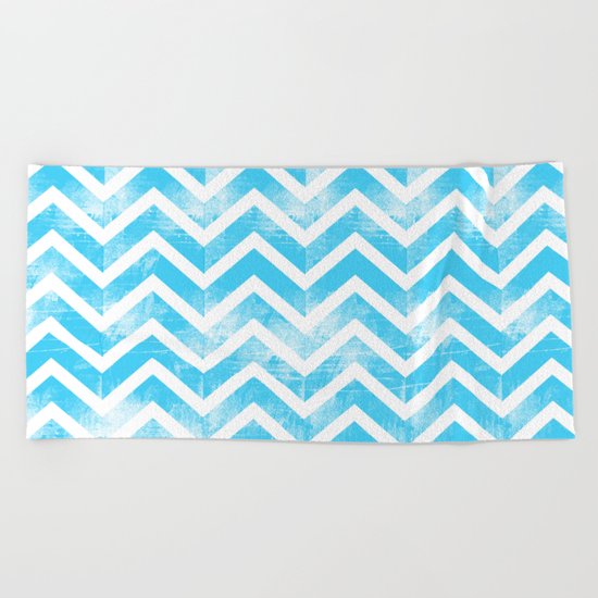 Maritime Aqua Teal Chevron Herringbone ZigZag - Mix & Match Beach Towel