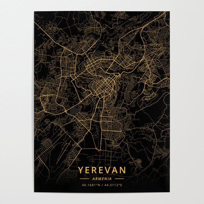 Yerevan, Armenia - Gold Poster