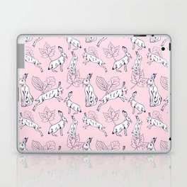 White hare on pink background  Laptop Skin