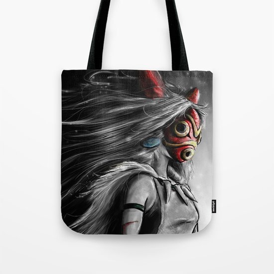Miyazaki's Mononoke Hime Digital Painting the Wolf Princess Warrior Color Variation Tote Bag