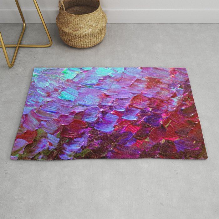 Mermaid Scales Colorful Ombre Abstract Acrylic Impasto Painting Violet Purple Plum Ocean Waves Art Rug By Ebiemporium Society6