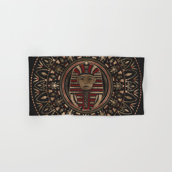 King Tutankhamun mask in circular ornament Hand & Bath Towel