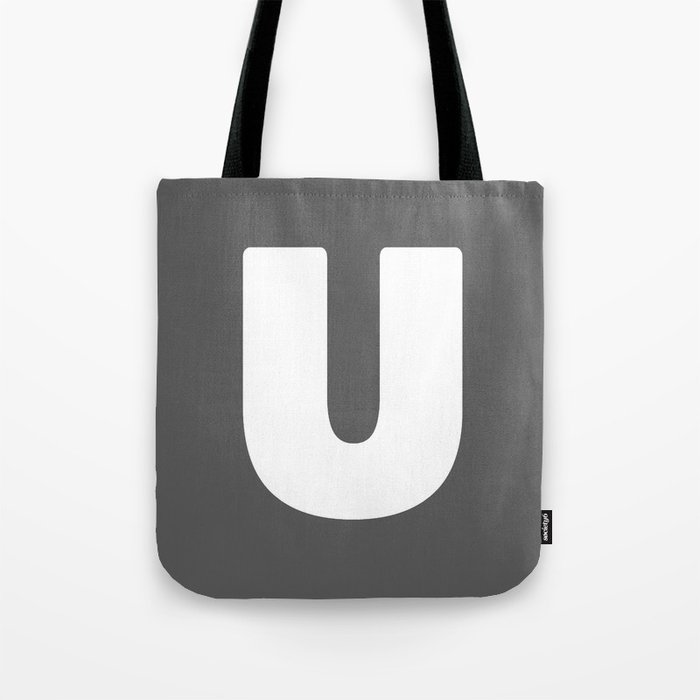 U (White & Grey Letter) Tote Bag