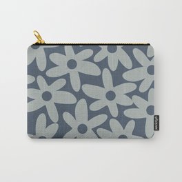 Daisy Time Retro Floral Pattern Neutral Blue Gray  Carry-All Pouch