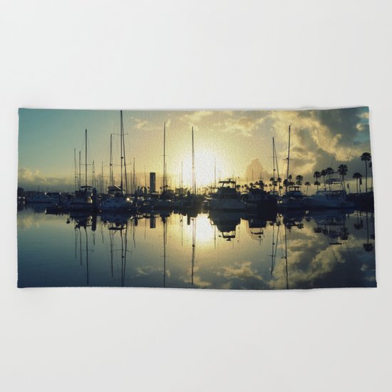 marina morning Beach Towel