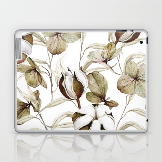 Vintage Transparent Leaves and Flowers Laptop & iPad Skin