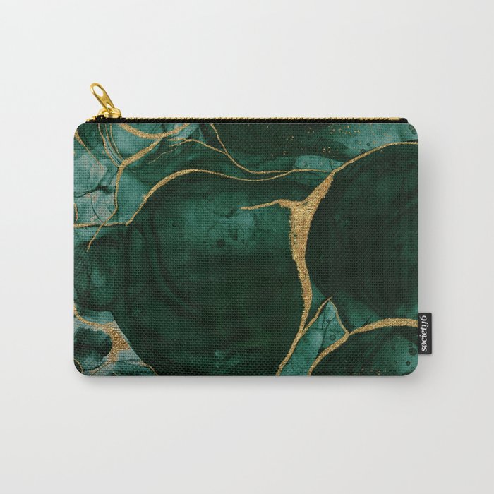 Gold and Emerald Marble I Carry-All Pouch