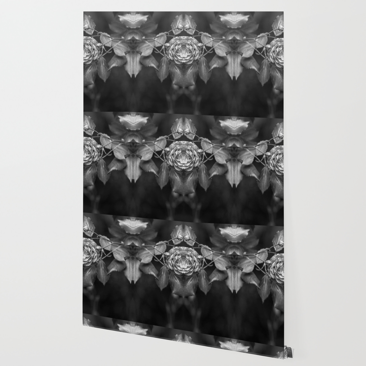 Mirroring Black And White Roses Monochrome Flowers Wallpaper By