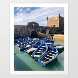Blue Boats, Essaouira, Morocco Art Print