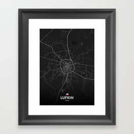 Lufkin, Texas, United States - Dark City Map Framed Art Print