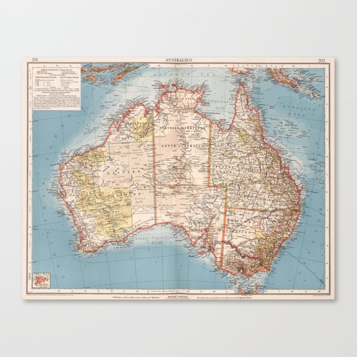 Australian Topography Map (1905) Canvas Print