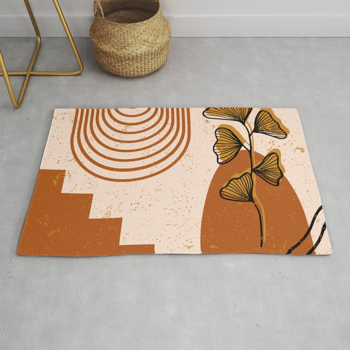 Mid Century Modern Abstract - Botanical Steps and Arches Rug
