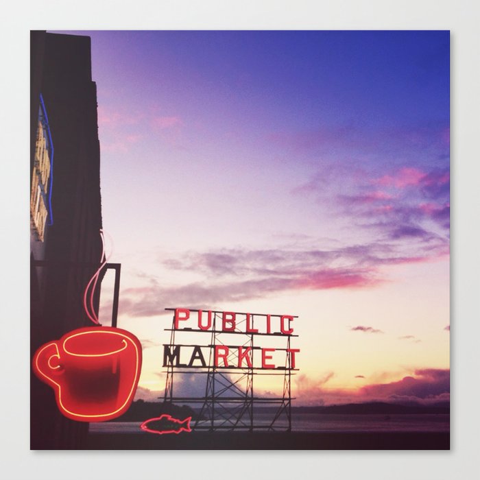 Coffee at the market Canvas Print