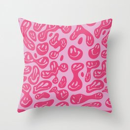 Pink Dripping Smiley Throw Pillow