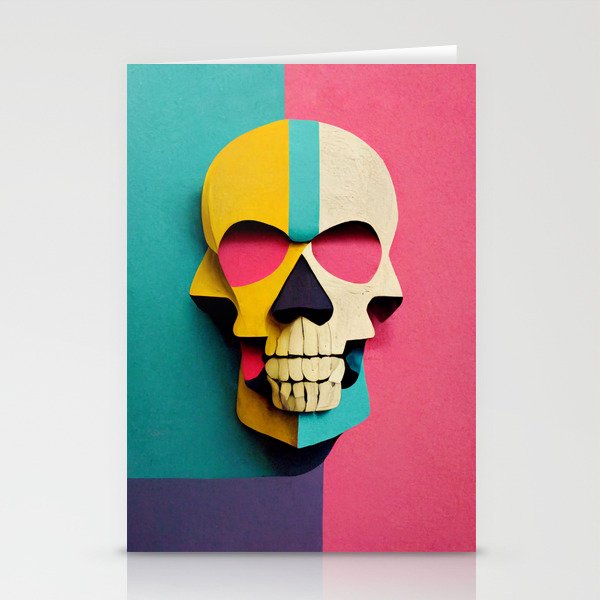 Paper Cut-Out Skull, pastel colors Stationery Cards