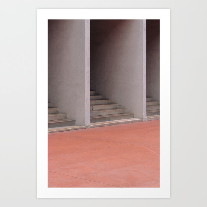 Gallaratese ᝢ Milano Italy travel photography art ᝢ abstract graphic pink stairs architectural photo Europe Art Print