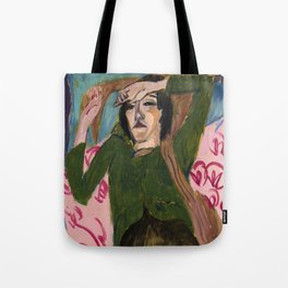 Woman in the Green Blouse Tote Bag