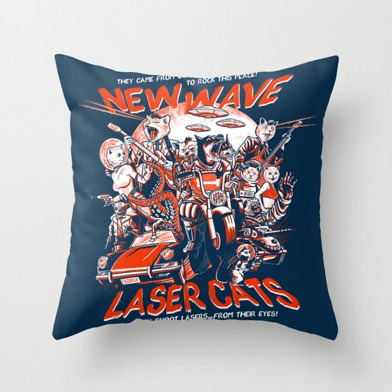 New Wave Laser Cats Throw Pillow