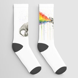 T-Rex Dinosaur Vomits Rainbow Socks