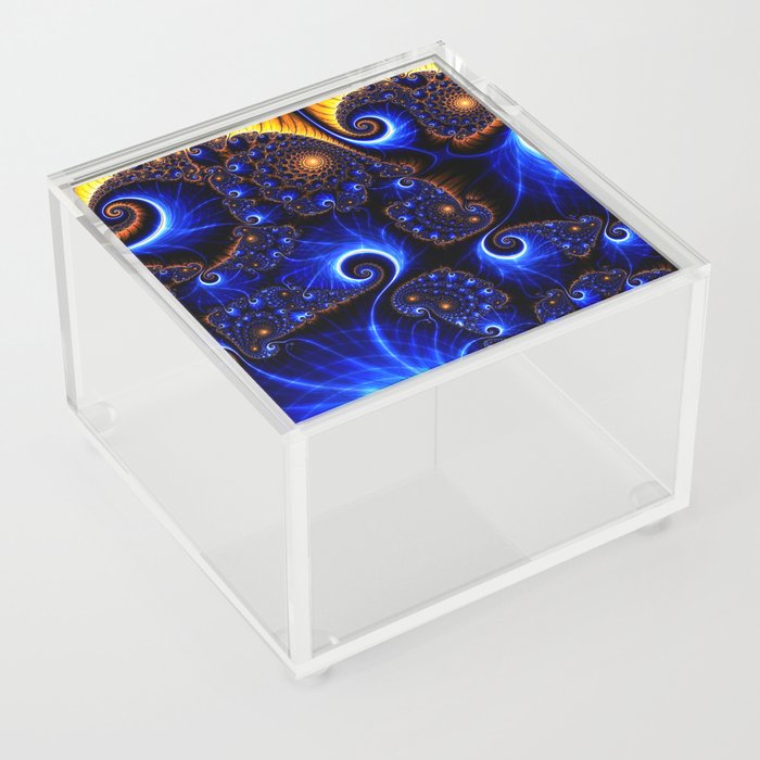 Gold And Blue Flowers Acrylic Box