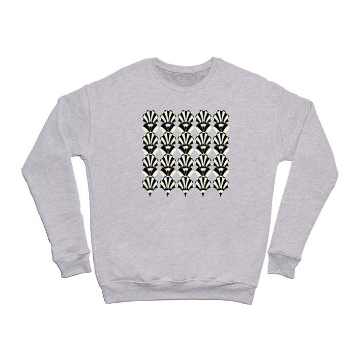 Art Deco Fans 1.3 Black Background Silver & Cream Crewneck Sweatshirt