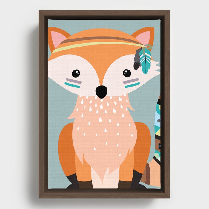 tribal fox girl Framed Canvas