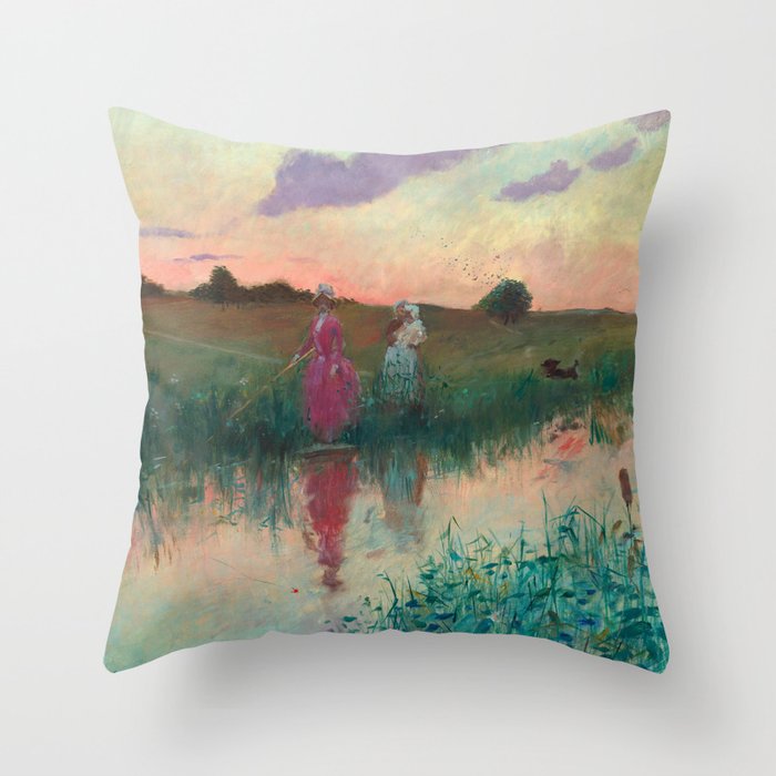The Artist's Wife Fishing, 1896 by Jean-Louis Forain Throw Pillow