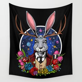 Psychedelic Jackalope Shrooms Rabbit Wall Tapestry