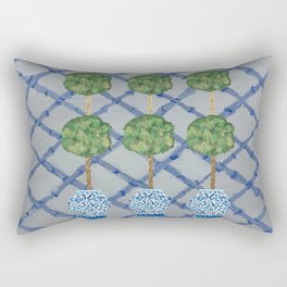 Blue Lattice Ginger Jars Topiary  Rectangular Pillow
